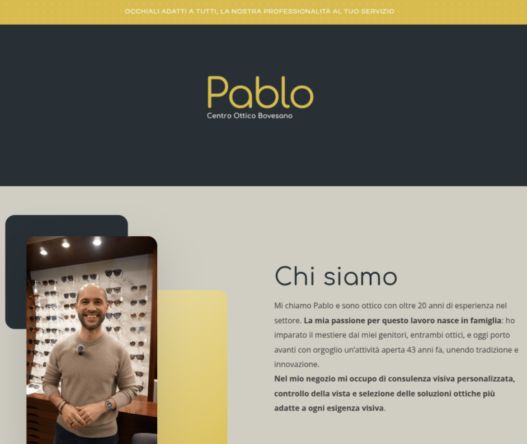 Sito web di Centro Ottico Bovesano (Retail · Boves), realizzato da Ilaria Dutto